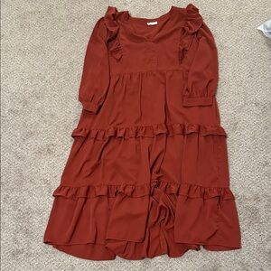 EntroDress in Rich Rust with Ruffles